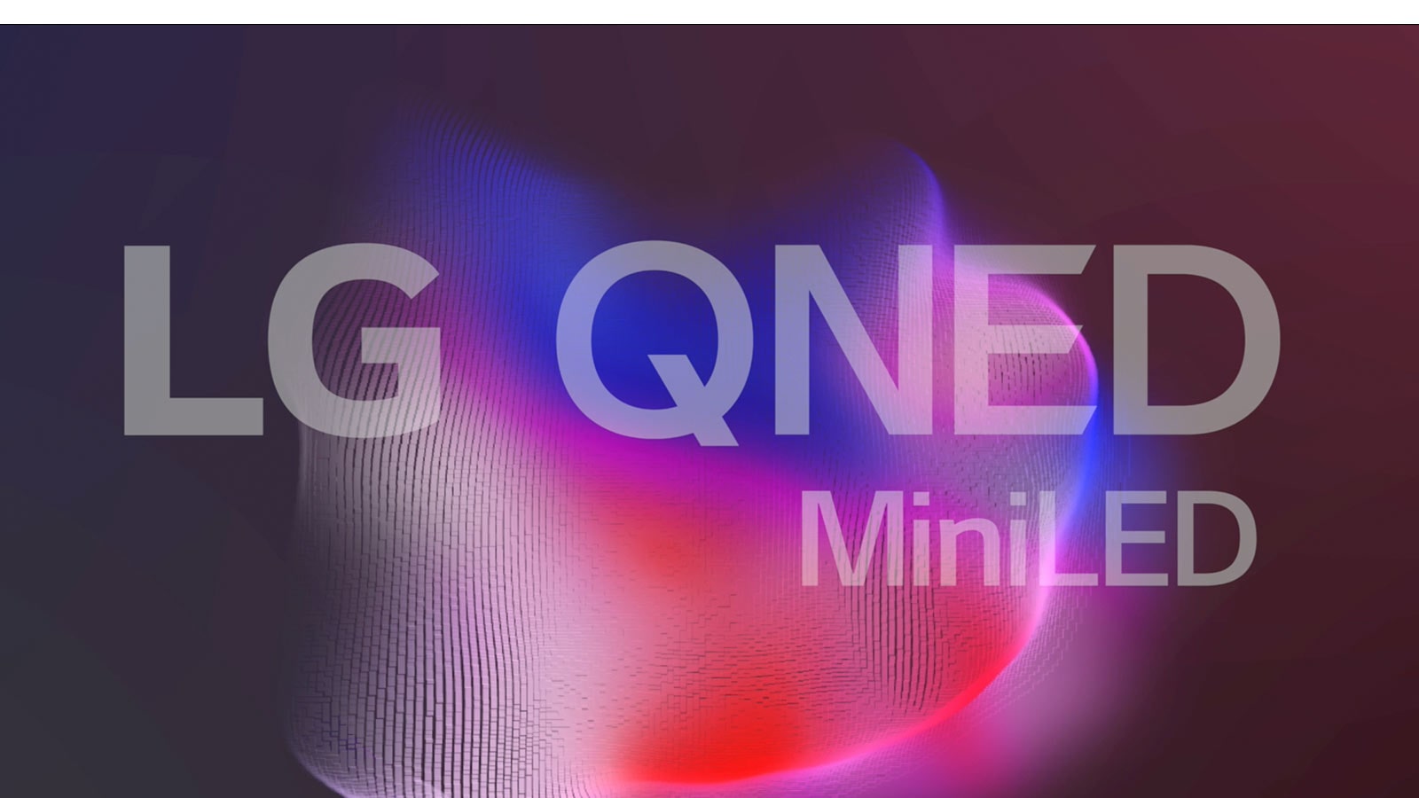 شاشة تلفزيون تعرض شعار QNED Mini LED من إل جي حيث تتجمع جزيئات صغيرة ساطعة لتكوين سمكة بيتا (تشغيل الفيديو).