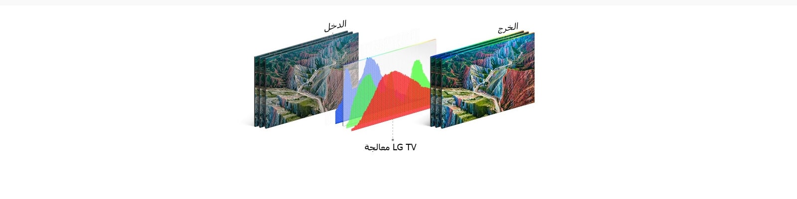 تظهر العملية الهيكلية لـ HDR 10 Pro صورة الإخراج بعد معالجة LG TV للصورة المدخلة. 