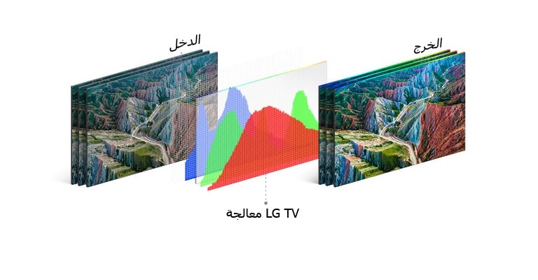 تظهر العملية الهيكلية لـ HDR 10 Pro صورة الإخراج بعد معالجة LG TV للصورة المدخلة. 