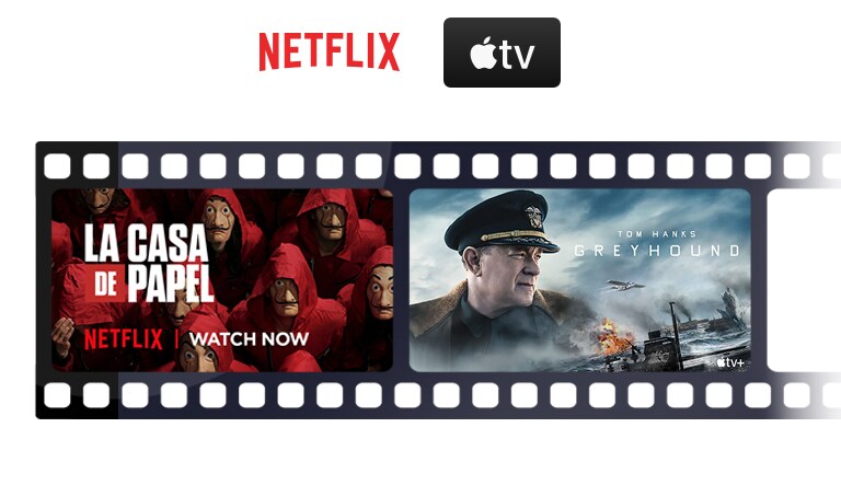 The logo of Netflix is in line horizontally. Under the logos, a poster of La Casa de Papel from Netflix is also in line horizontally.