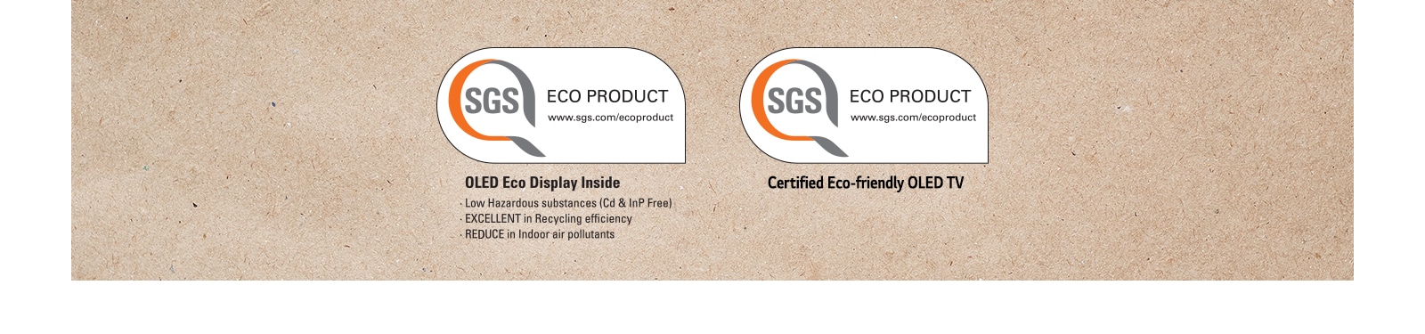 A logo of SGS certification on OLED panels and OLED TV sets.