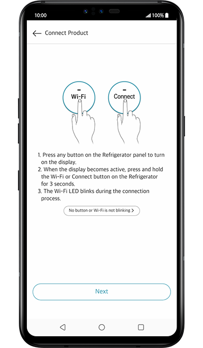Fourth step of how to use the LG ThinQ app and register the product. There are two Icons that how connect to Wi-Fi on user's appliance.