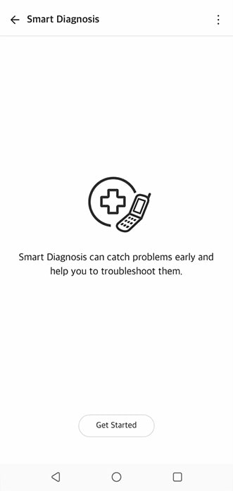 LG ThinQ app UI that shows the result of smart diagnosis that displaying errorcode, symptom and solution.