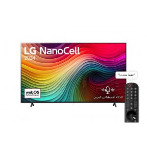 تلفزيون LG NanoCell NANO80 4K الذكي مقاس 86 بوصة المدعوم بجهاز التحكم AI Magic remote وميزة HDR10 وواجهة webOS24 طراز 86NANO80T6A عام (2024)