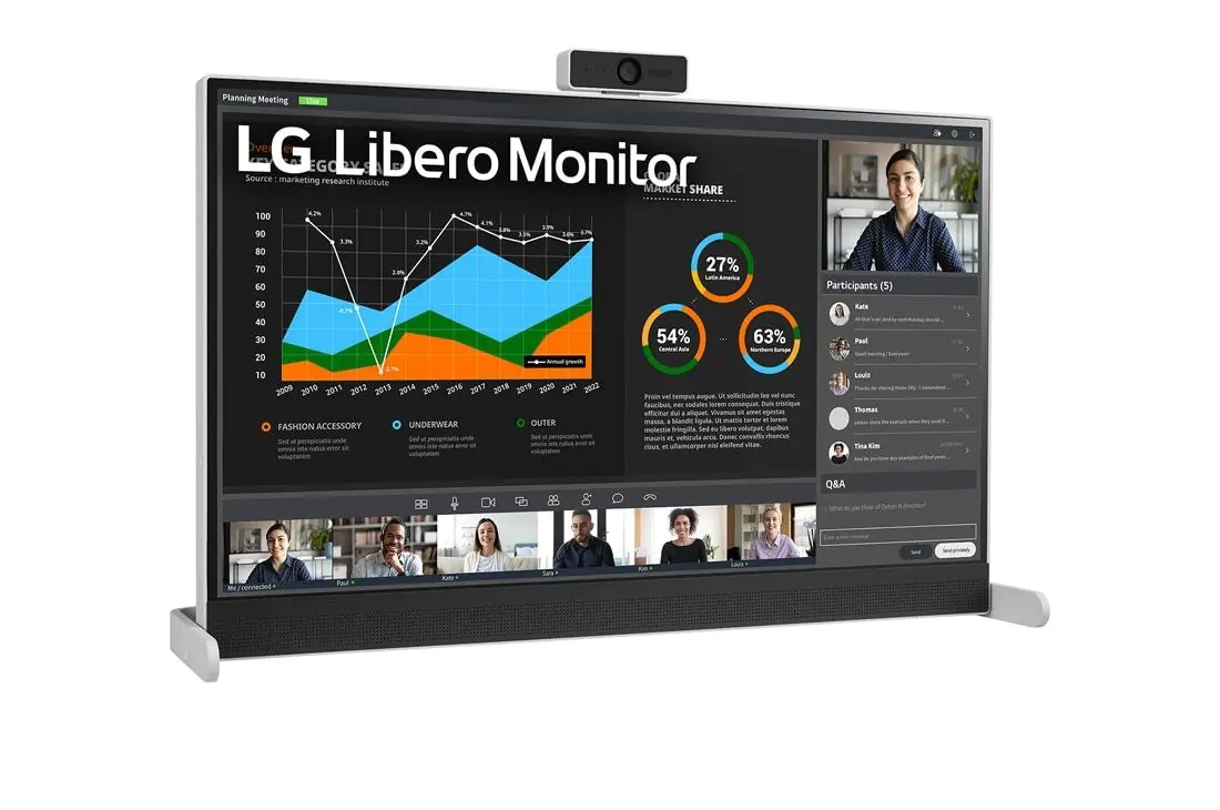 LG Libero Monitor 27BQ70QC-S PCモニター LG Libero Monitor 27 Inch QHD With Detachable Full HD Webcam