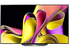 تلفزيون LG OLED B3 يعرض صورة تجريدية ملونة.