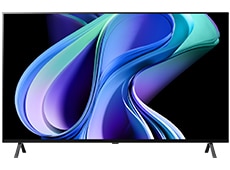 تلفزيون LG OLED A3 يعرض صورة تجريدية ملونة.