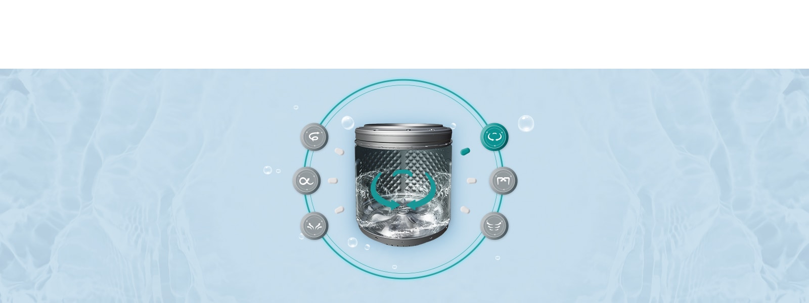 <p>حركة الفرك: تدور إلى اليسار واليمين لفرك الملابس على سطح الحوض </p>